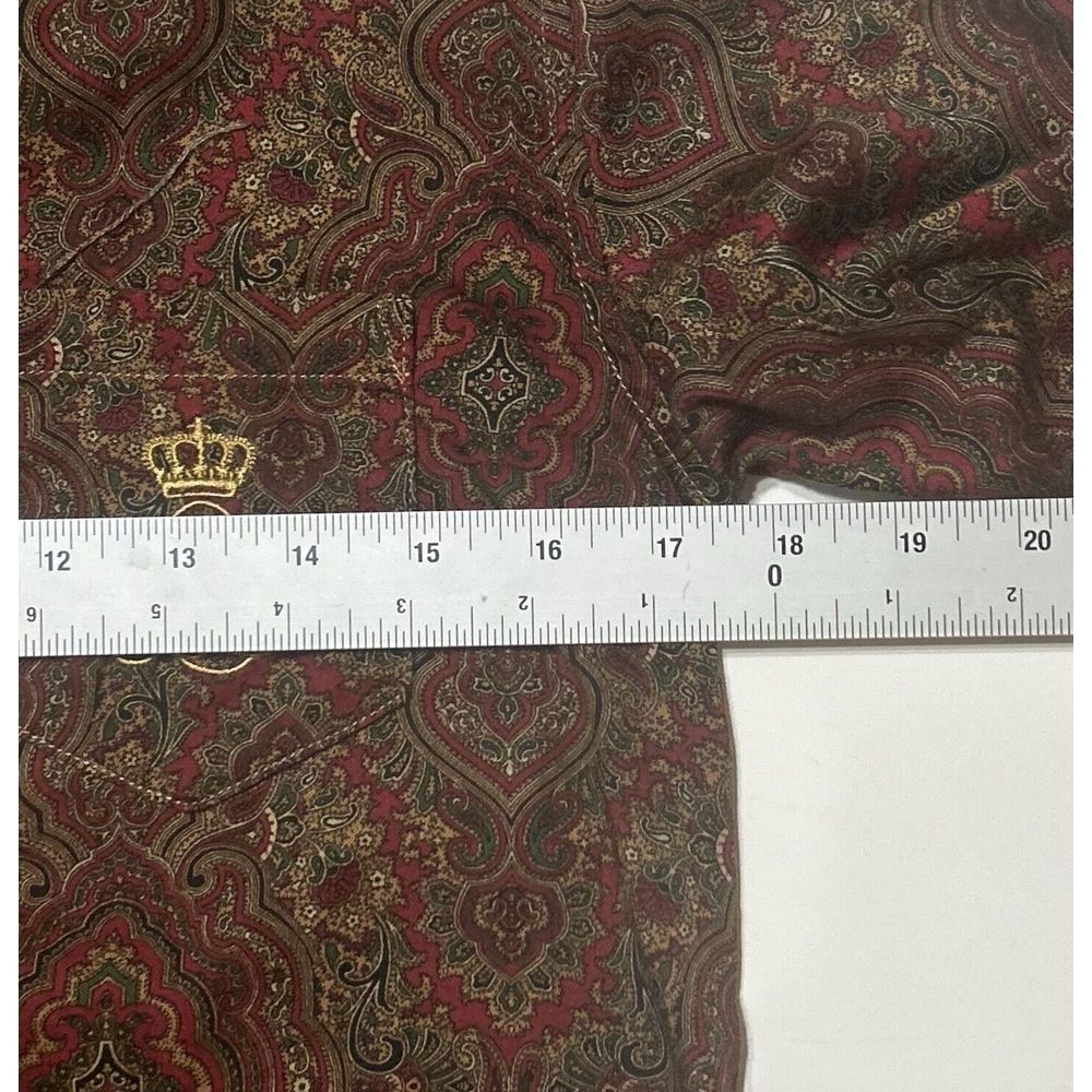Lauren Ralph Lauren Shirt Womens Petite Small Paisley Leisure Pajama Embroidery - Picture 7 of 9